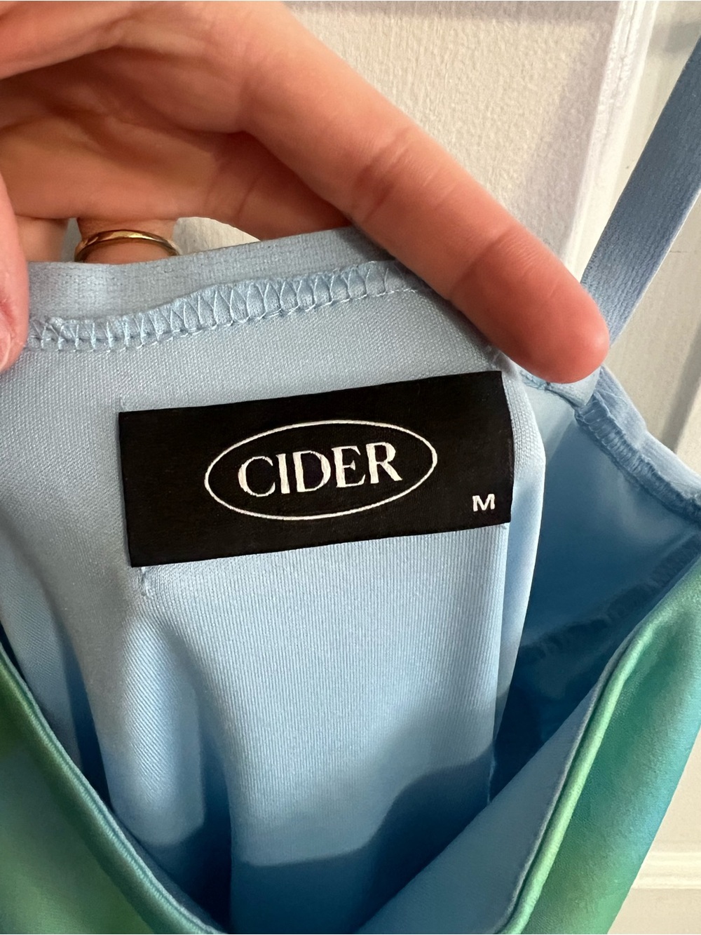 Cider Pastel Blue & Mint Green Satin Slip Dress - Picture 3 of 3